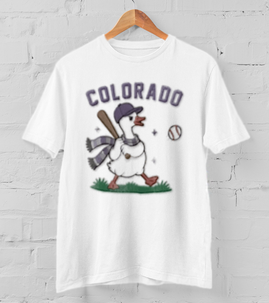 Colorado Goose Playing Baseball With Hat And Scarf T-Shirt