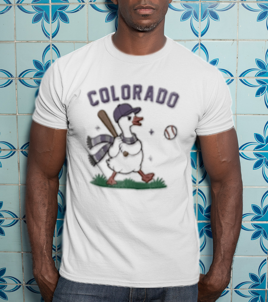 Colorado Goose Playing Baseball With Hat And Scarf T-Shirt