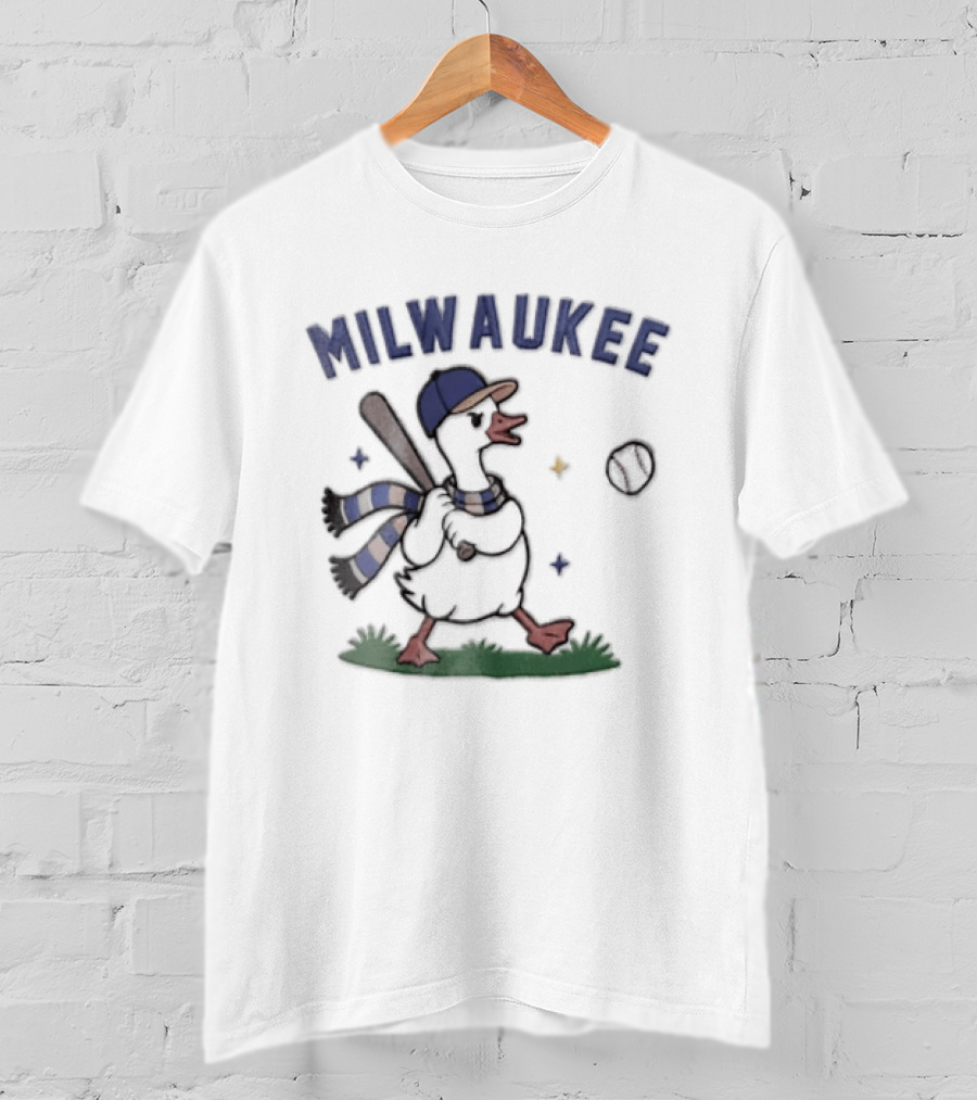 Milwaukee Goose Baseball Cap Scarf And Bat T-Shirt