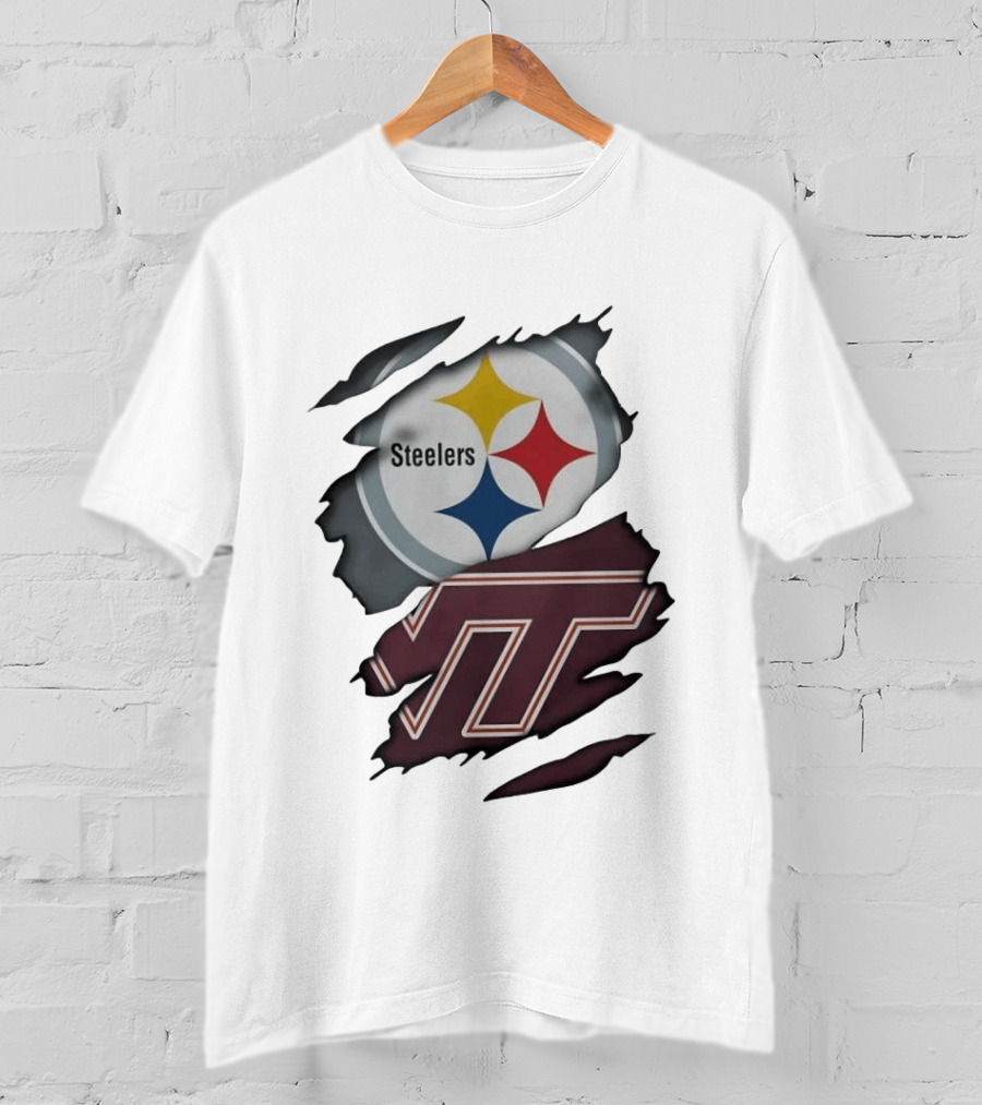 Pittsburgh Steelers Virginia Tech Hokies Distressed T-Shirt