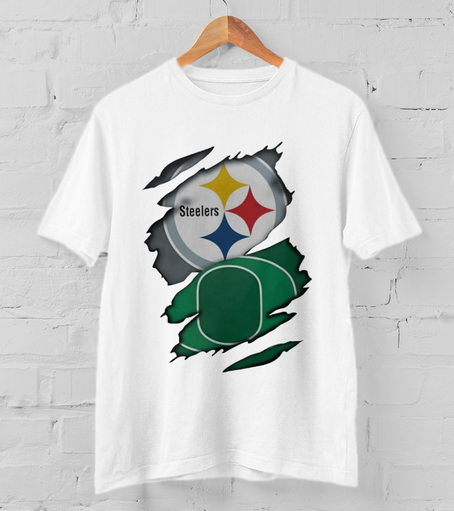Steelers Oregon Ducks Ripped Skin Effect T-Shirt