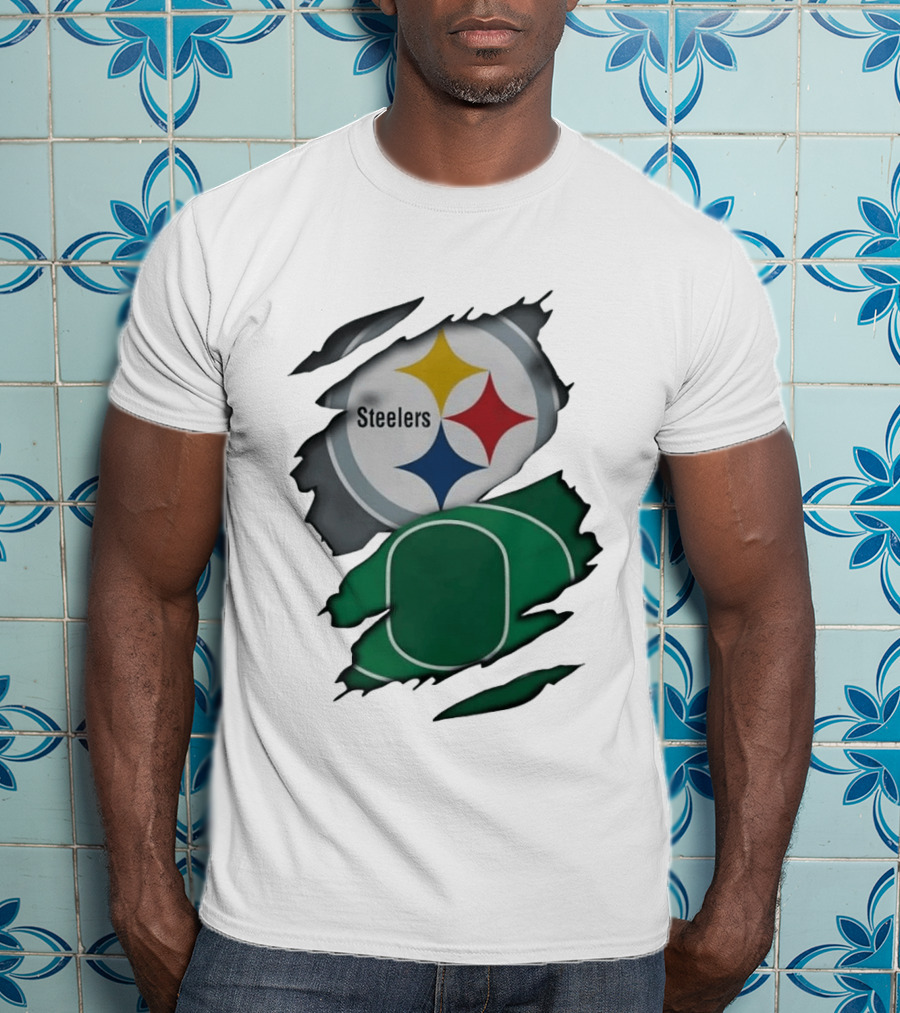 Steelers Oregon Ducks Ripped Skin Effect T-Shirt