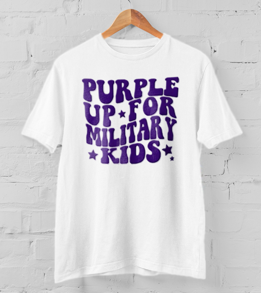 Purple Up For Military Kids Wavy Stars T-Shirt