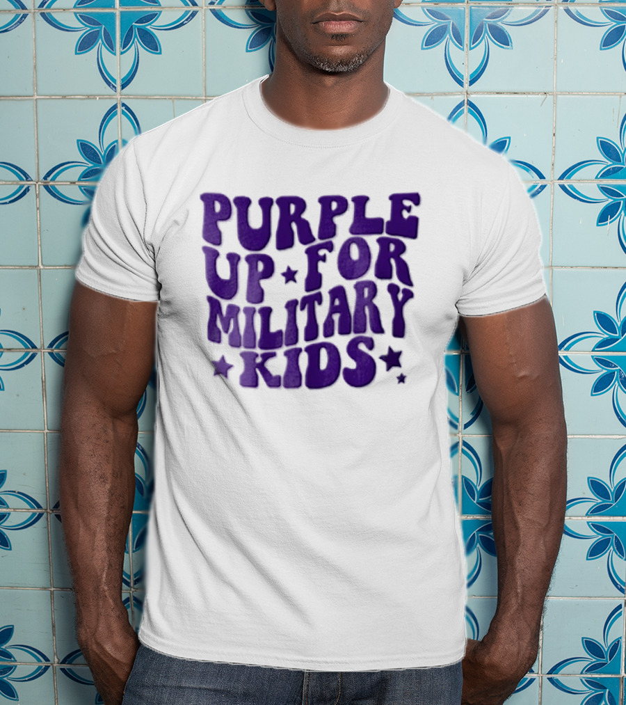 Purple Up For Military Kids Wavy Stars T-Shirt