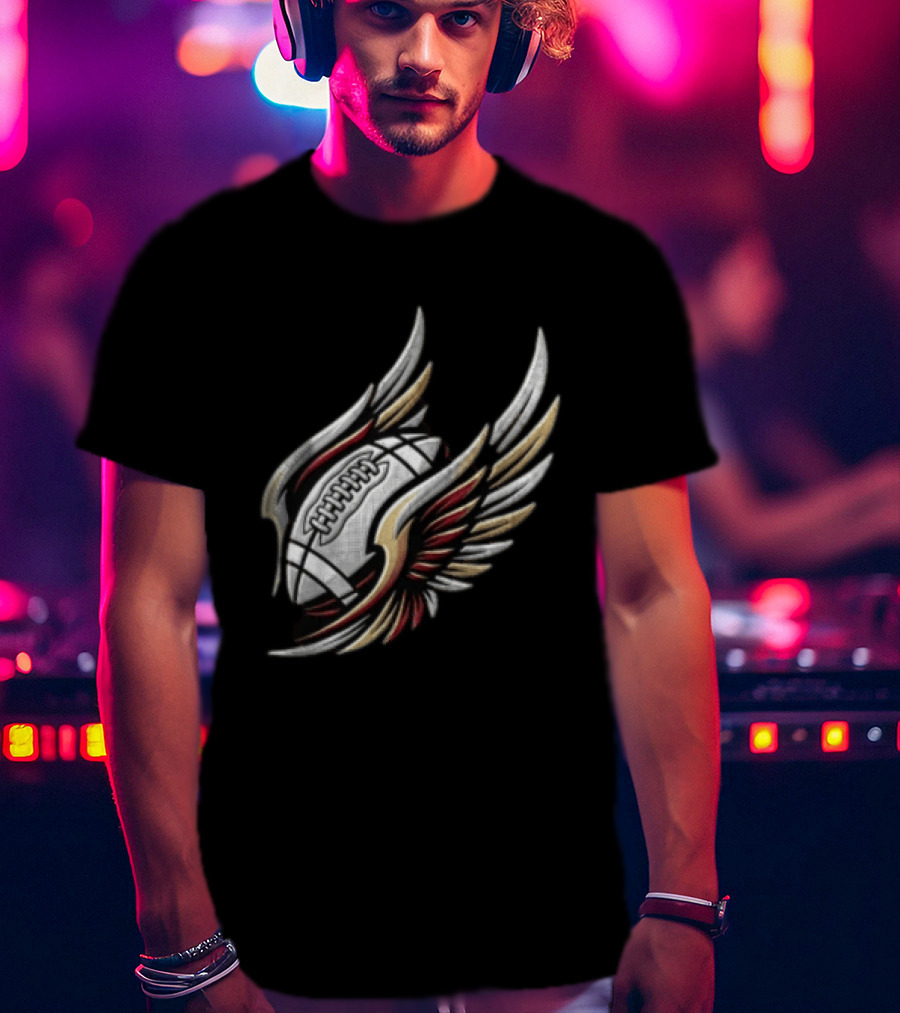 Atlanta Falcons Winged Football Eagle Stadium Lightning T-Shirt