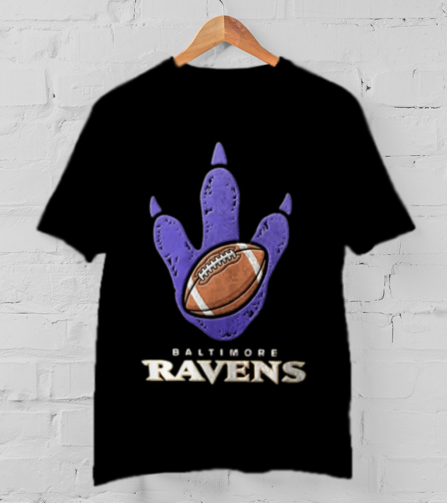 Baltimore Ravens Dinosaur Football Footprint NFL Fan Gear T-Shirt
