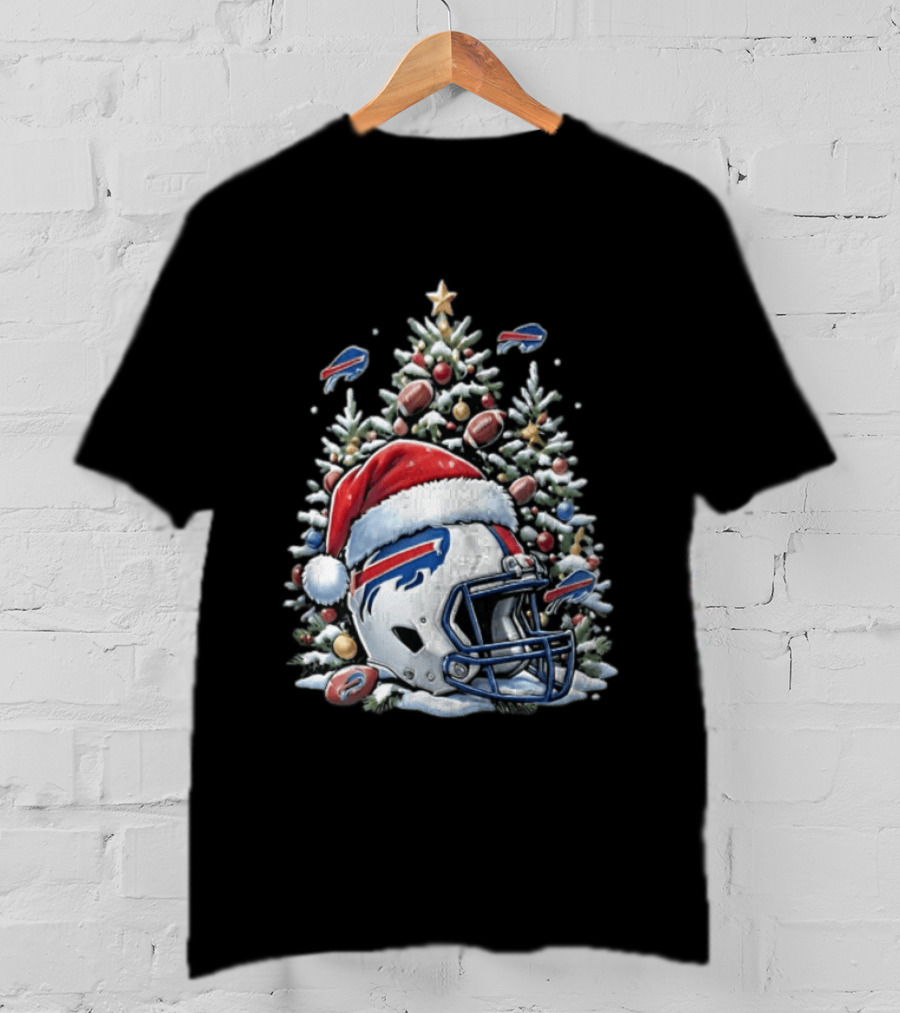 Buffalo Bills Christmas Tree Football Helmet Santa Hat 2026 Geno Stone T-Shirt