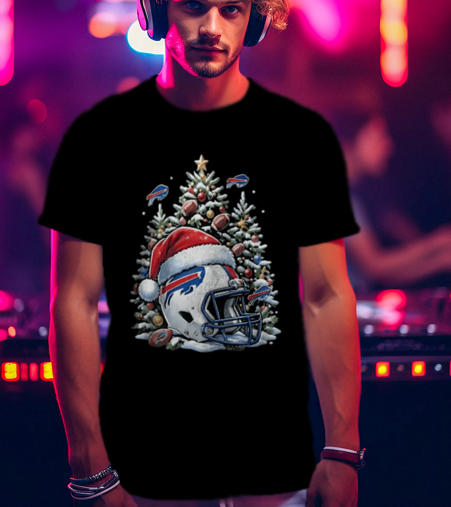 Buffalo Bills Christmas Tree Football Helmet Santa Hat 2026 Geno Stone T-Shirt