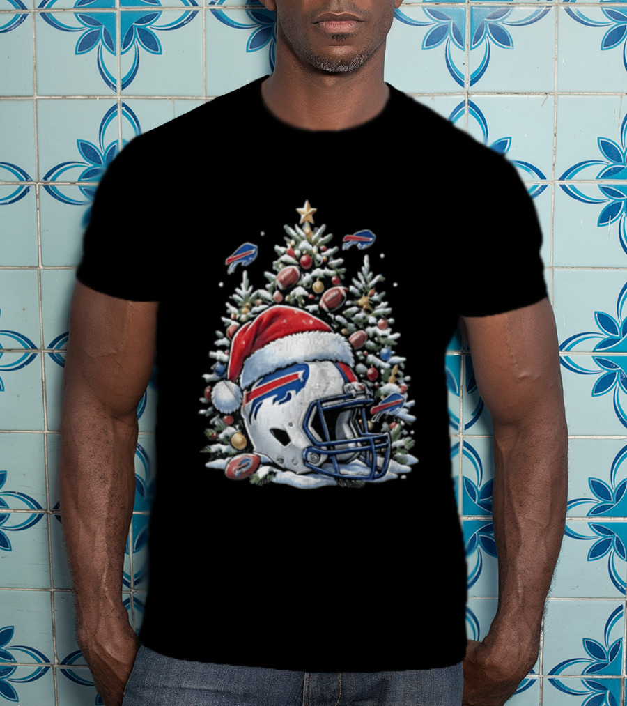 Buffalo Bills Christmas Tree Football Helmet Santa Hat 2026 Geno Stone T-Shirt