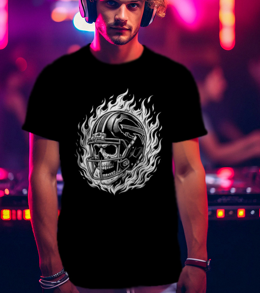 Buffalo Bills Josh Allen Skull Helmet Fire Stadium T-Shirt