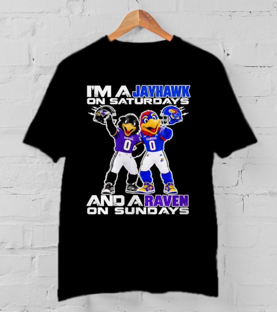 Kansas Jayhawks Saturdays Baltimore Ravens Sundays Football Mascots T-Shirt