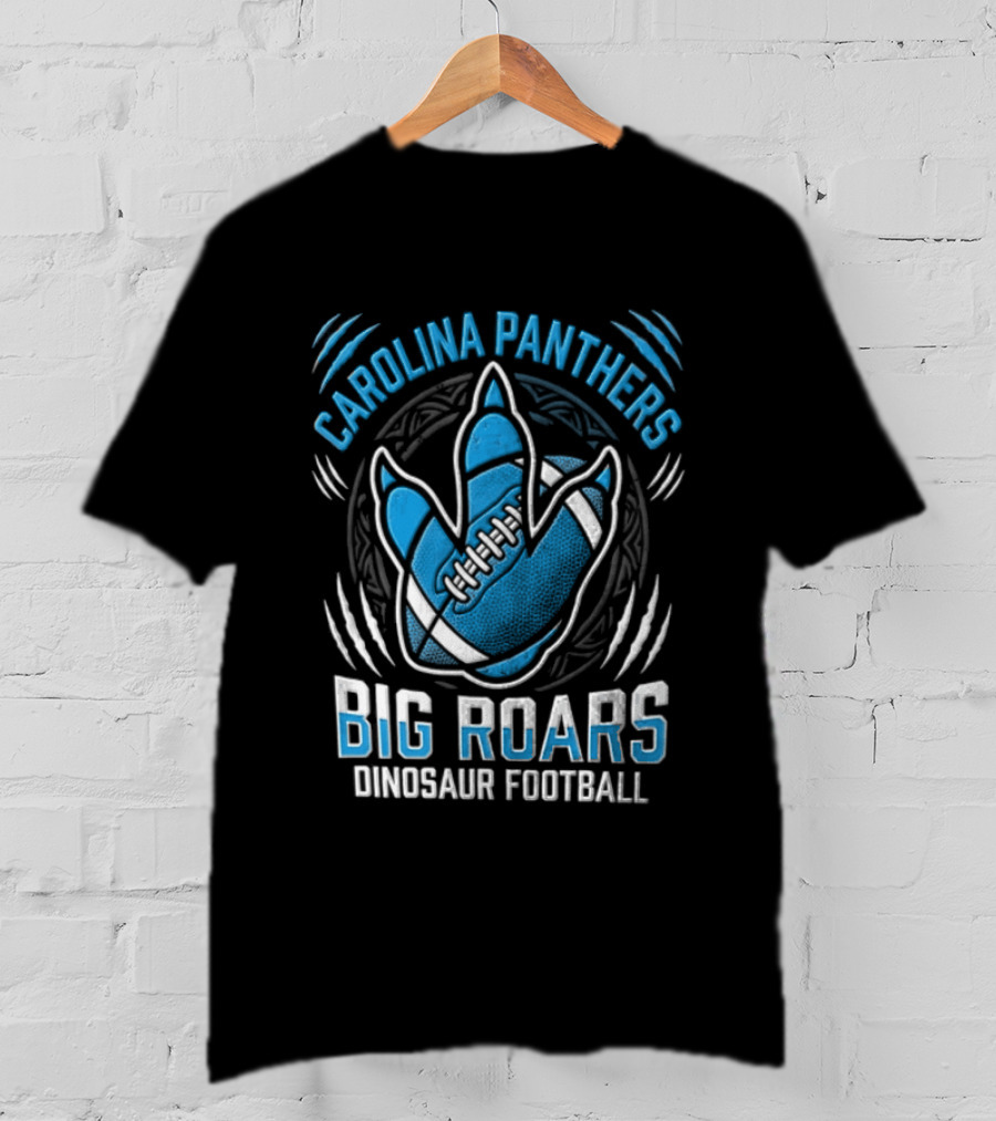 Carolina Panthers Big Roars Dinosaur Football T-Shirt
