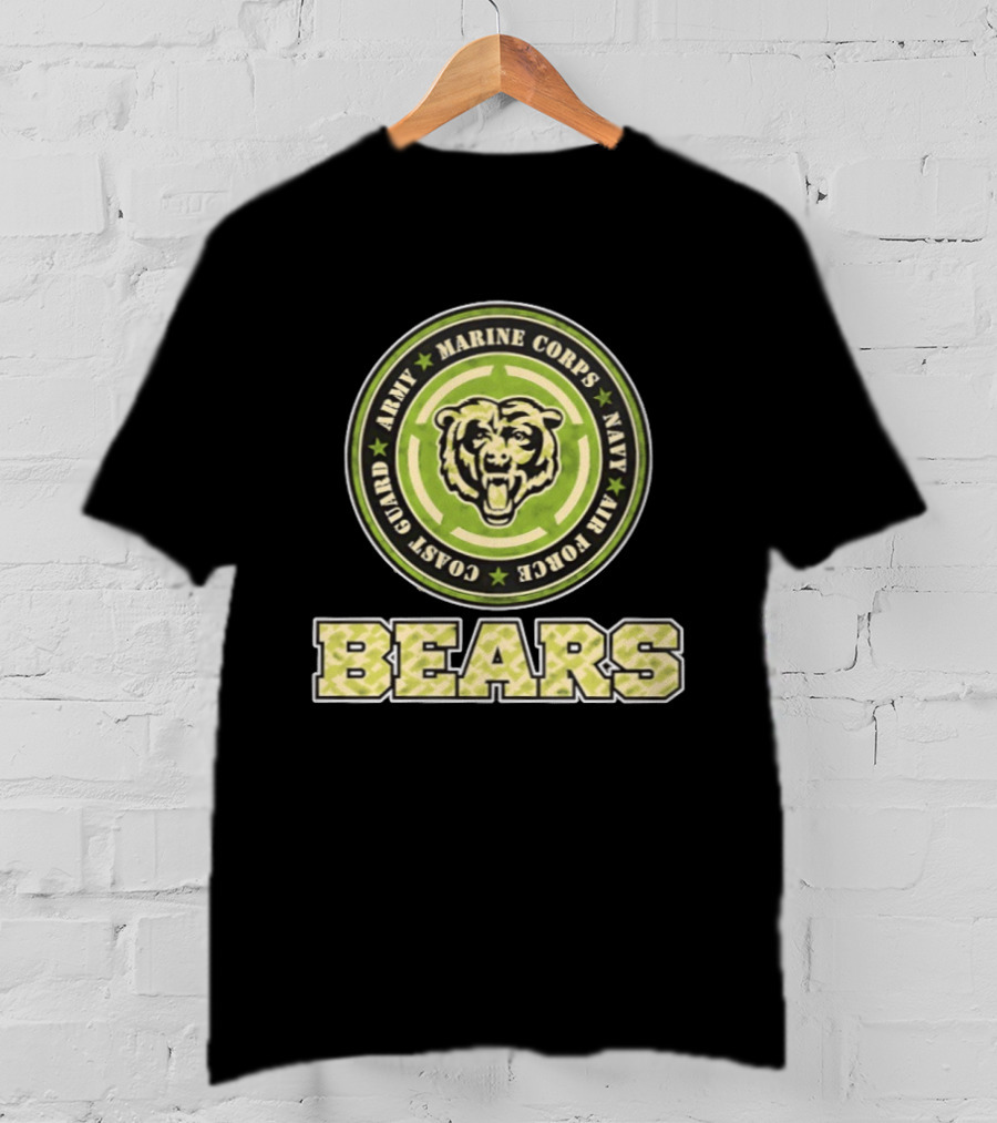 Chicago Bears Military Support Army Marine Corps Navy Air Force Coast Guard T-Shirt