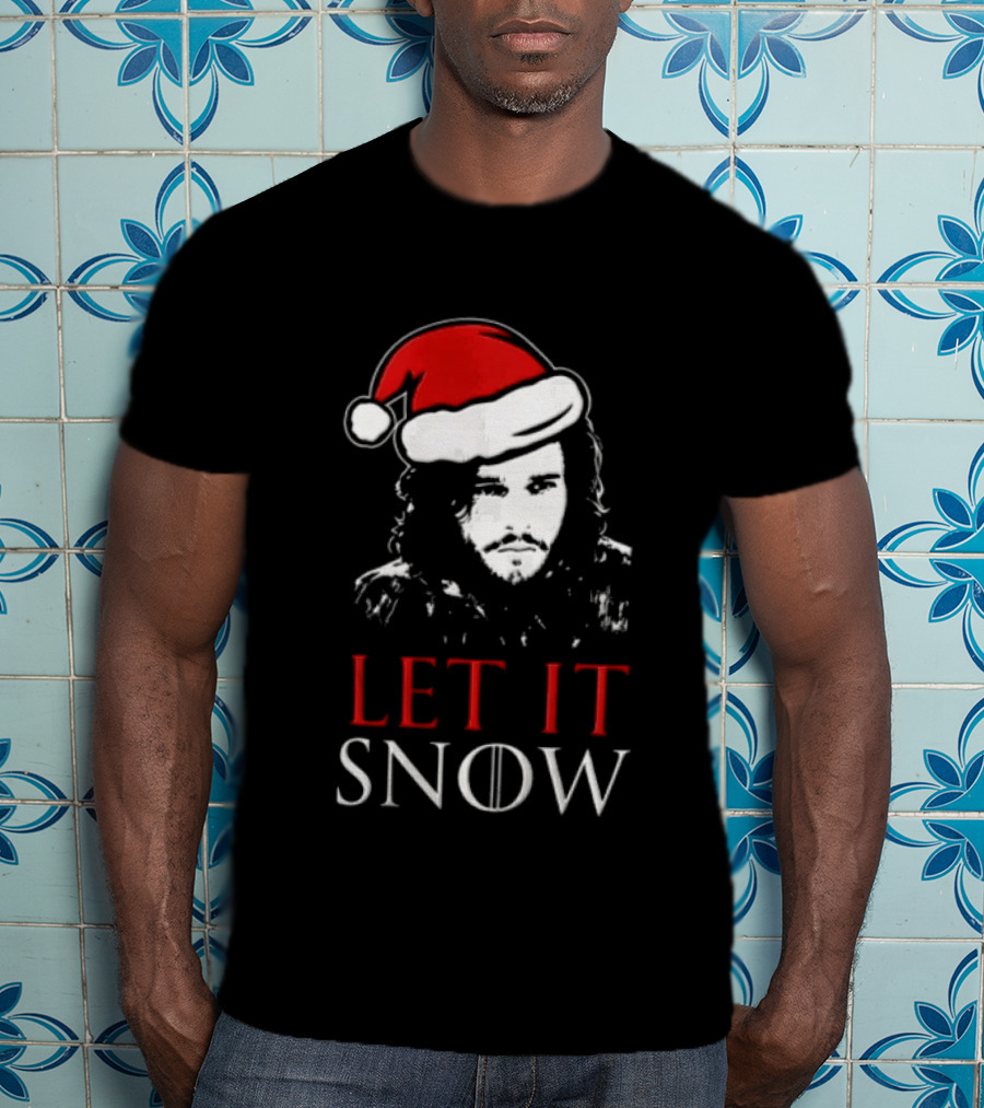 LET It Snow Christmas Jon Snow Game Of Thrones Santa Hat T-Shirt