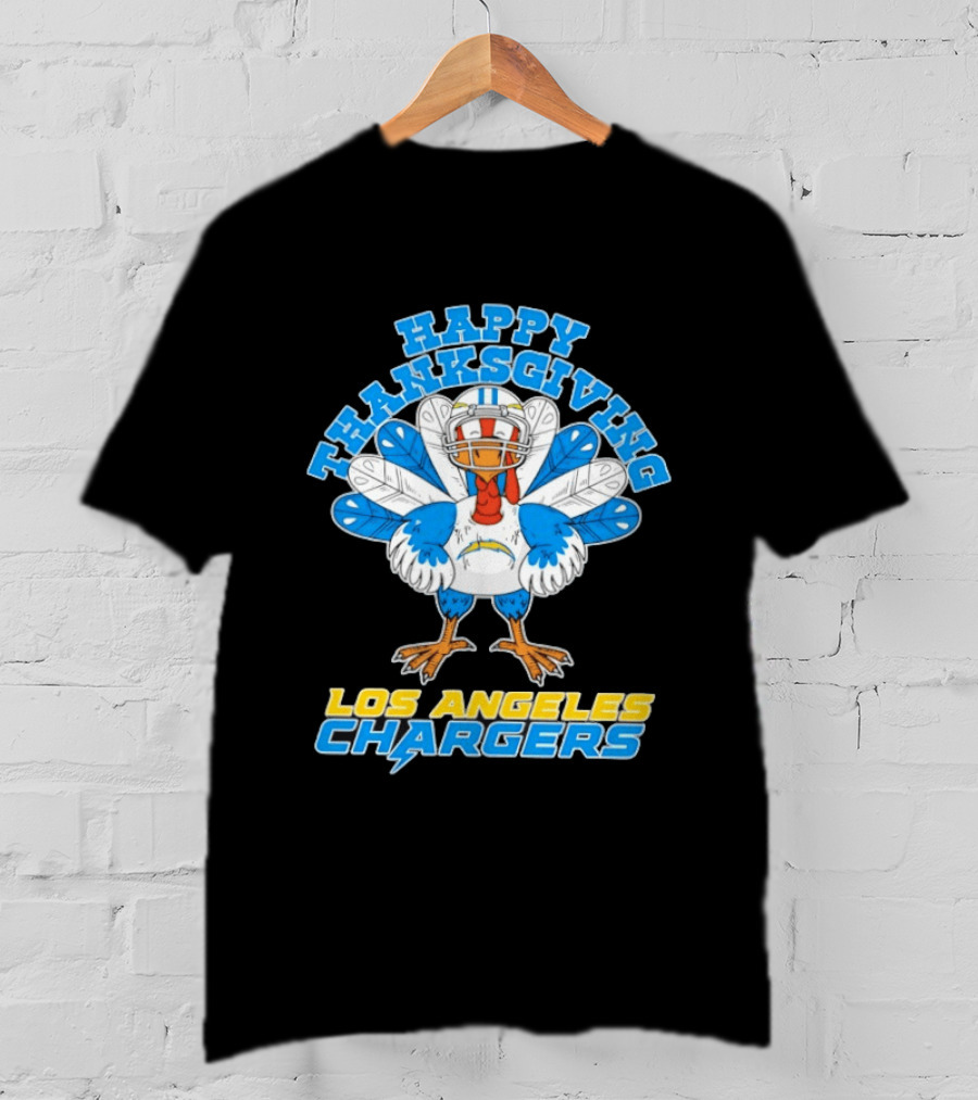 Happy Thanksgiving Los Angeles Chargers Turkey T-Shirt