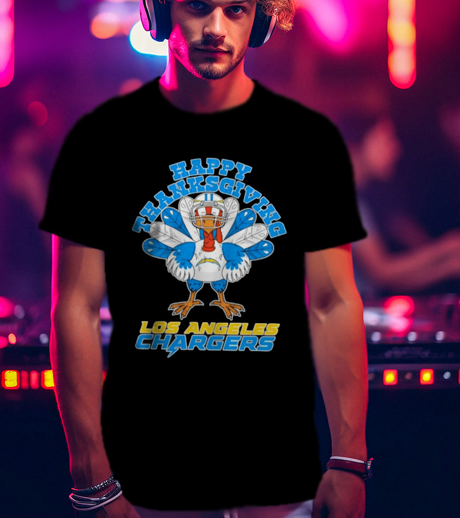 Happy Thanksgiving Los Angeles Chargers Turkey T-Shirt