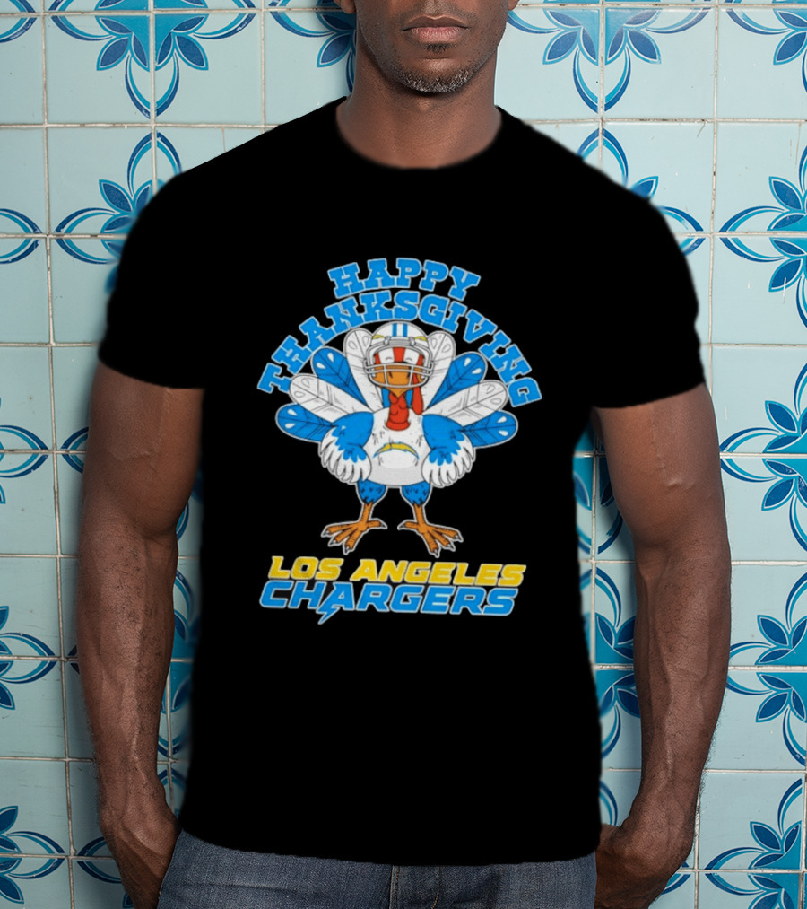 Happy Thanksgiving Los Angeles Chargers Turkey T-Shirt