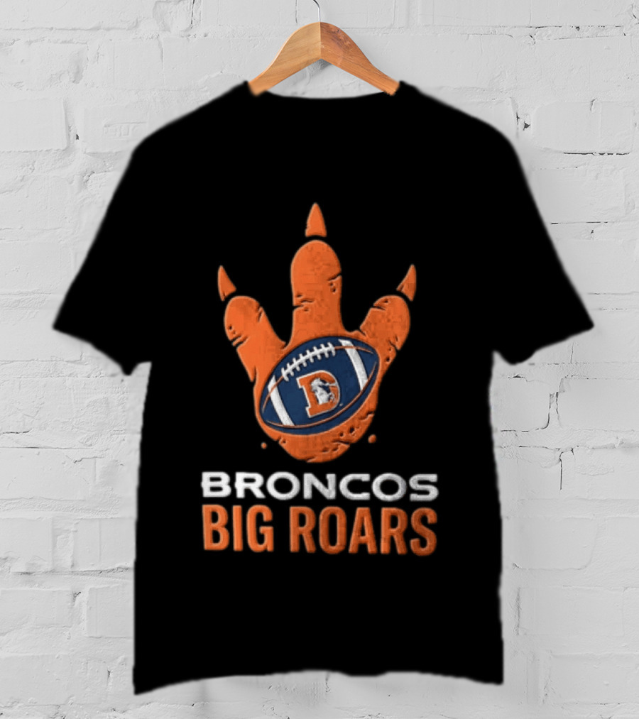Denver Broncos Big Roars Dinosaur Football Claw Mark With Team T-Shirt
