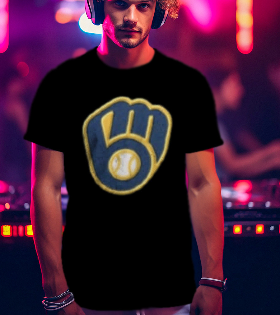 Men's Black Milwaukee Brewers Retro Mitt Symbol In Good Graces T-Shirt