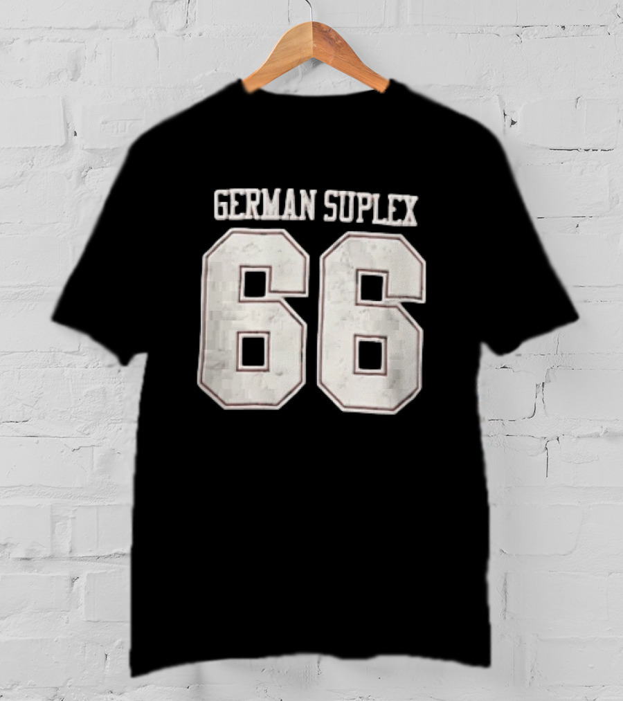 German Suplex 66 Large Varsity Numbers Distressed T-Shirt