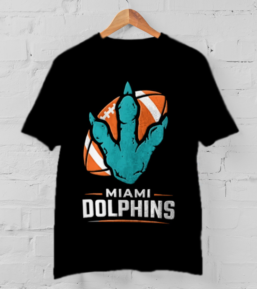 Miami Dolphins Big Roars Football Dinosaur Player Tackled T-Shirt
