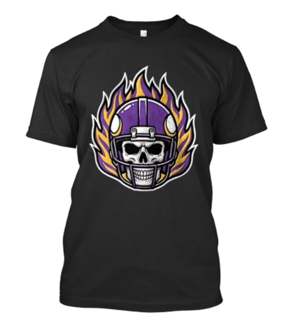 Minnesota Vikings Skull Helmet Flames NFL Football T-Shirt
