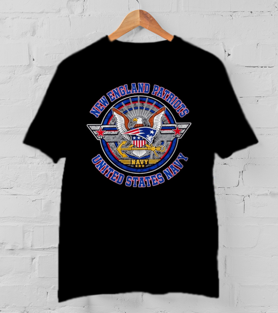 New England Patriots United States Navy Vintage Style Emblem With Eagle And Anchor T-Shirt