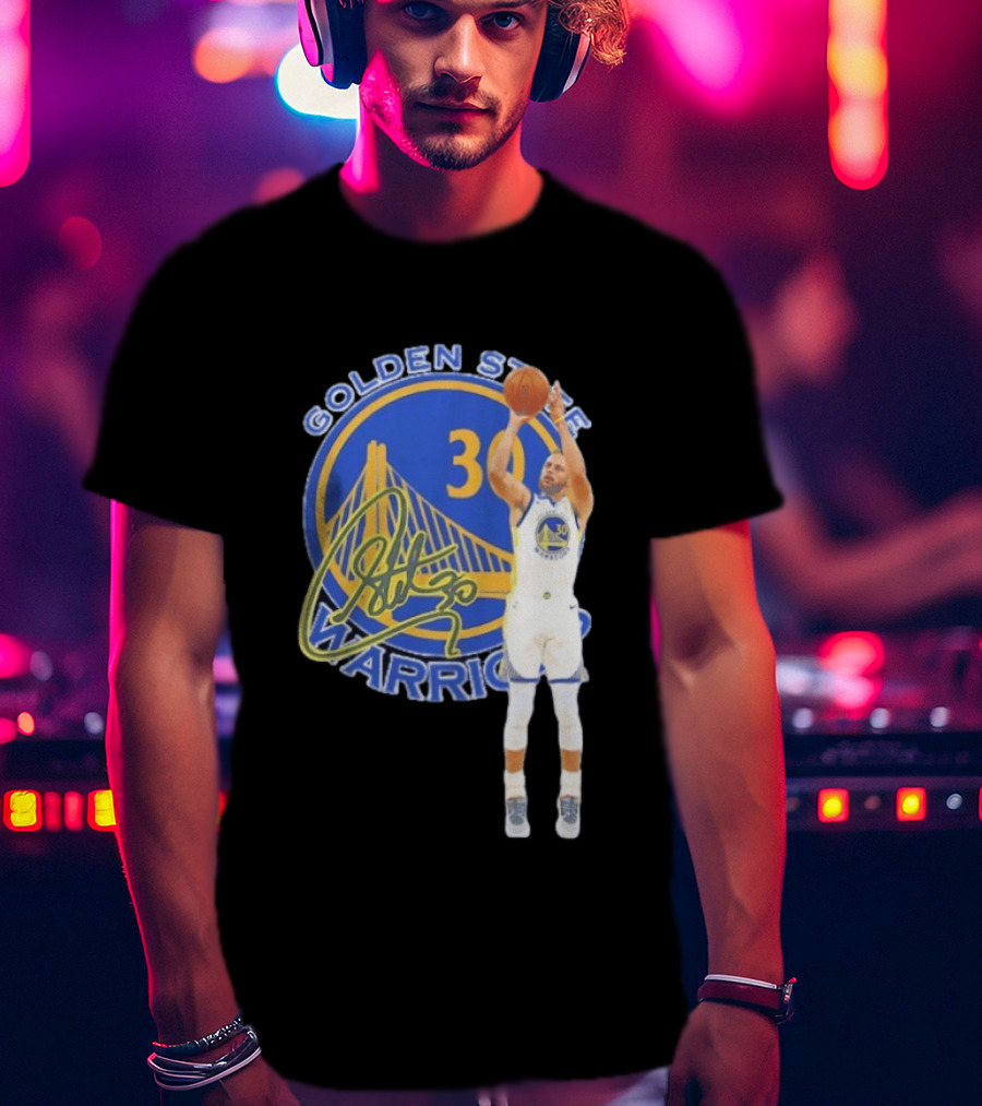 Golden State Warriors Steph Curry 30 Basketball Signature T-Shirt