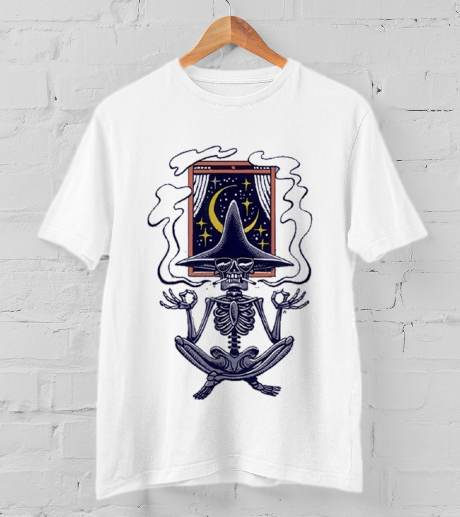 Sturgill Simpson Johnny Blue Skies Namaste Tour 2025 Skeleton Meditation Moon And Stars T-Shirt