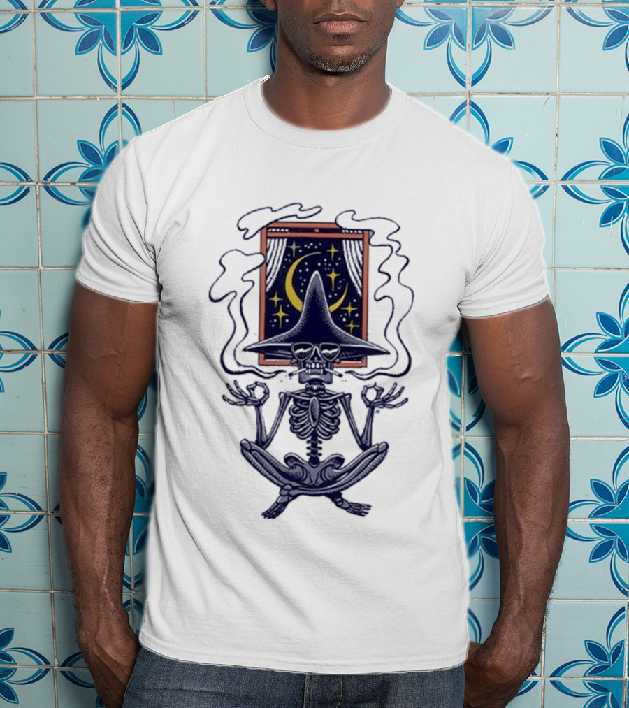 Sturgill Simpson Johnny Blue Skies Namaste Tour 2025 Skeleton Meditation Moon And Stars T-Shirt