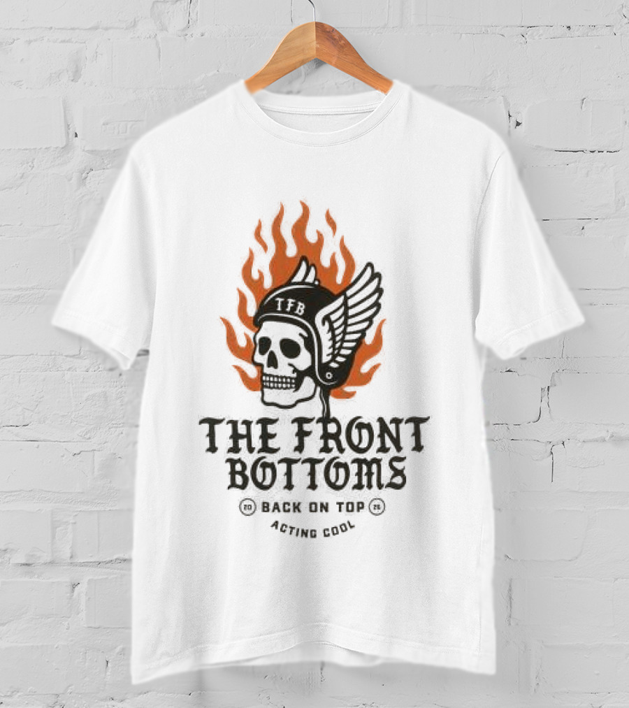 The Front Bottoms Moto Tour West Coast Skull Wings Flame T-Shirt