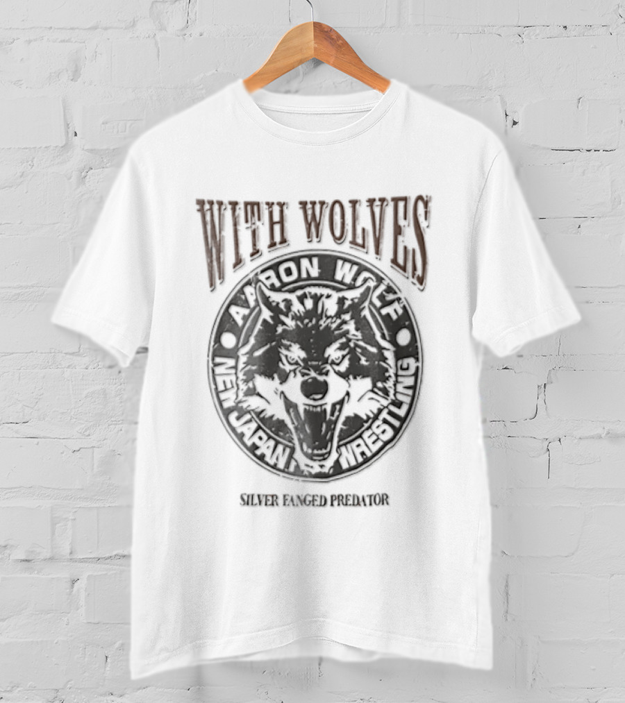 Aaron Wolf With Wolves New Japan Pro Wrestling Silver Fanged Predator T-Shirt