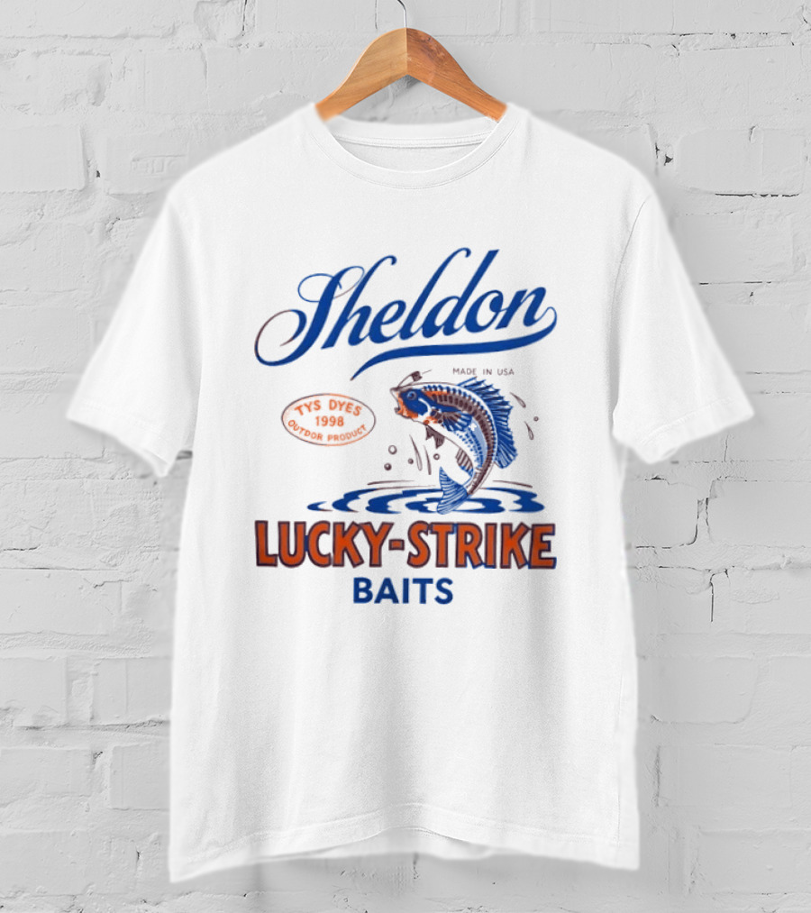Sheldon Lucky Strike Baits Fishing Made In USA Bass Jumping Water T-Shirt