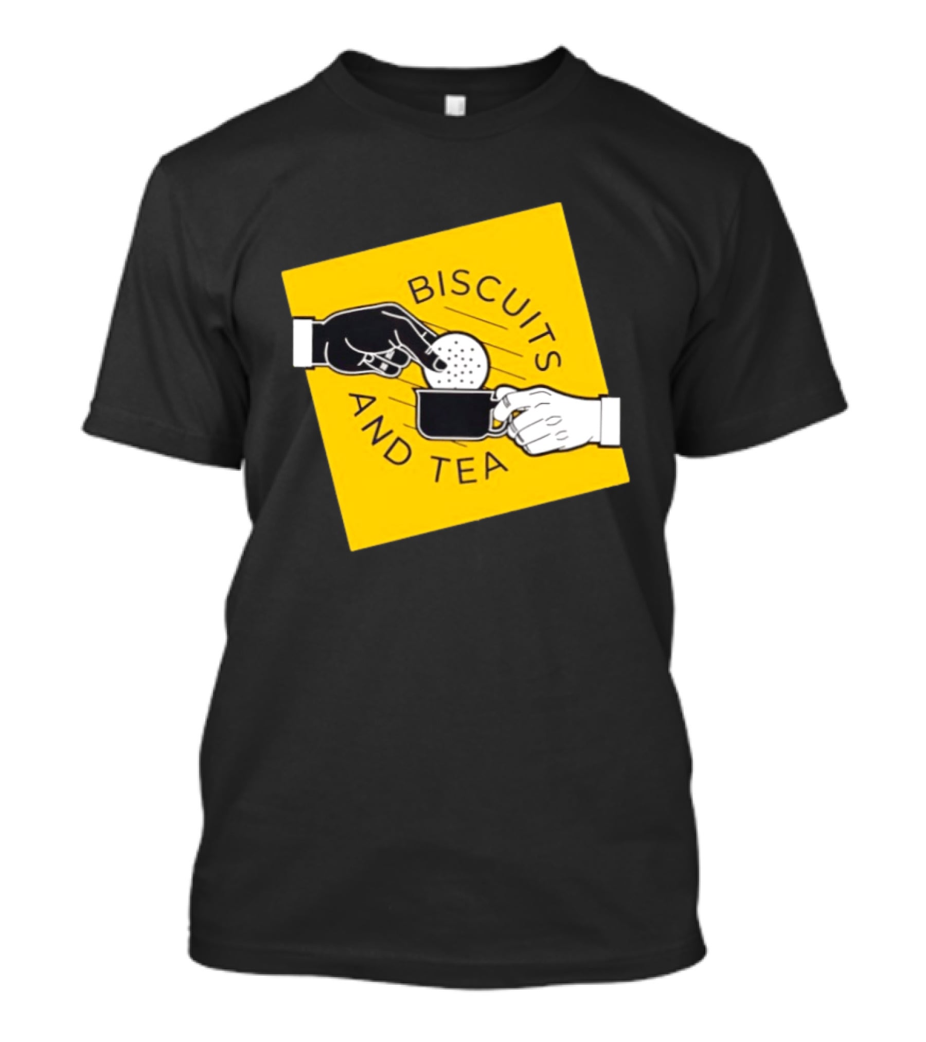 Biscuits And Tea Dipping Cartoon Illustration Yellow T-Shirt