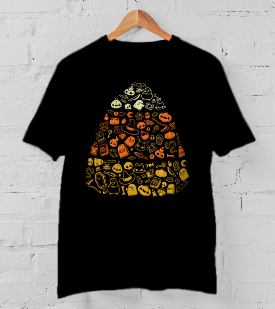 Halloween Candy Corn Cute Pumpkin Ghosts Witches Broomsticks T-Shirt