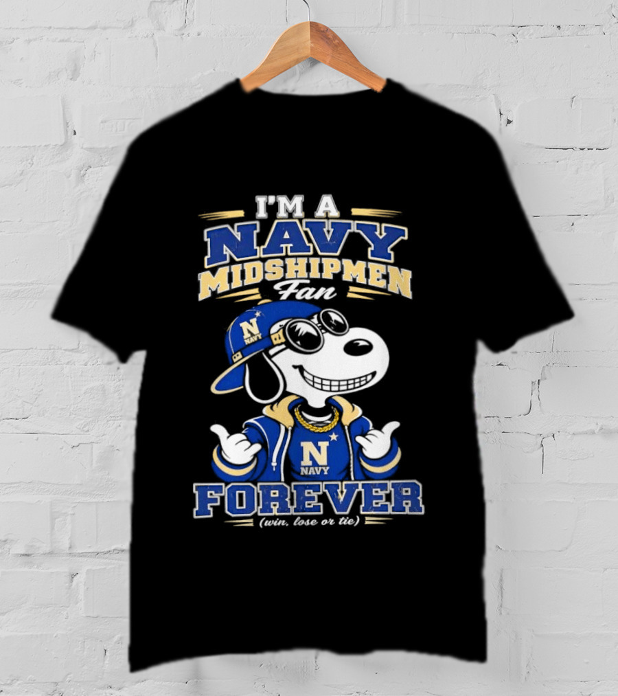 Navy Midshipmen Forever Win Lose Or Tie Snoopy Fans T-Shirt