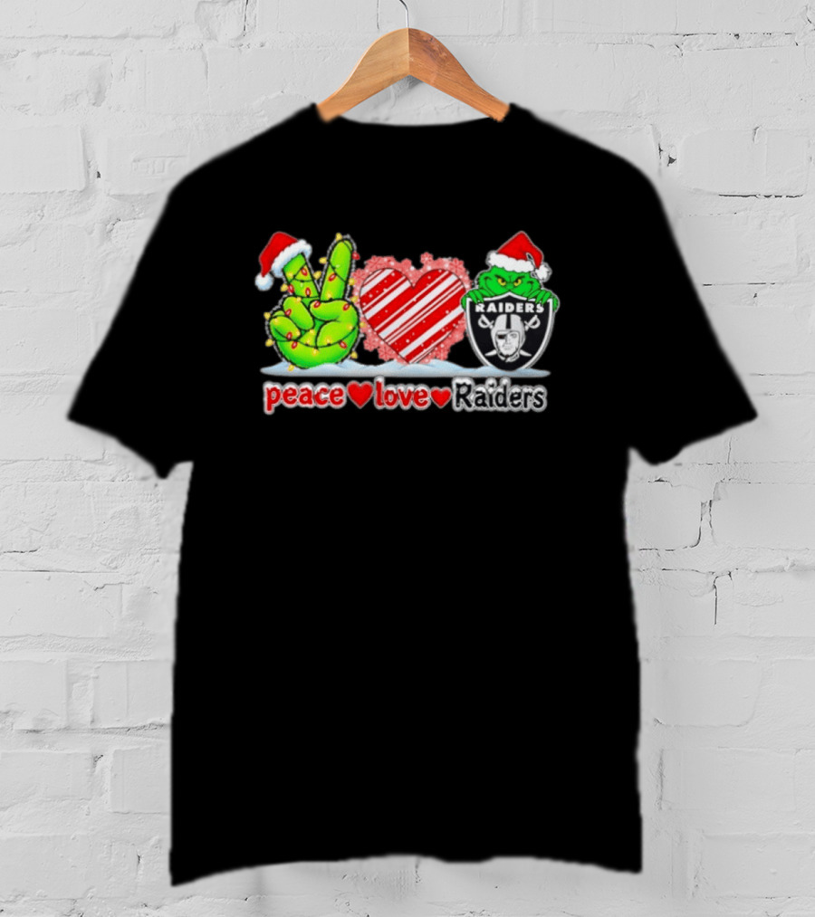 Peace Love Raiders Christmas Grinch Raiders T-Shirt
