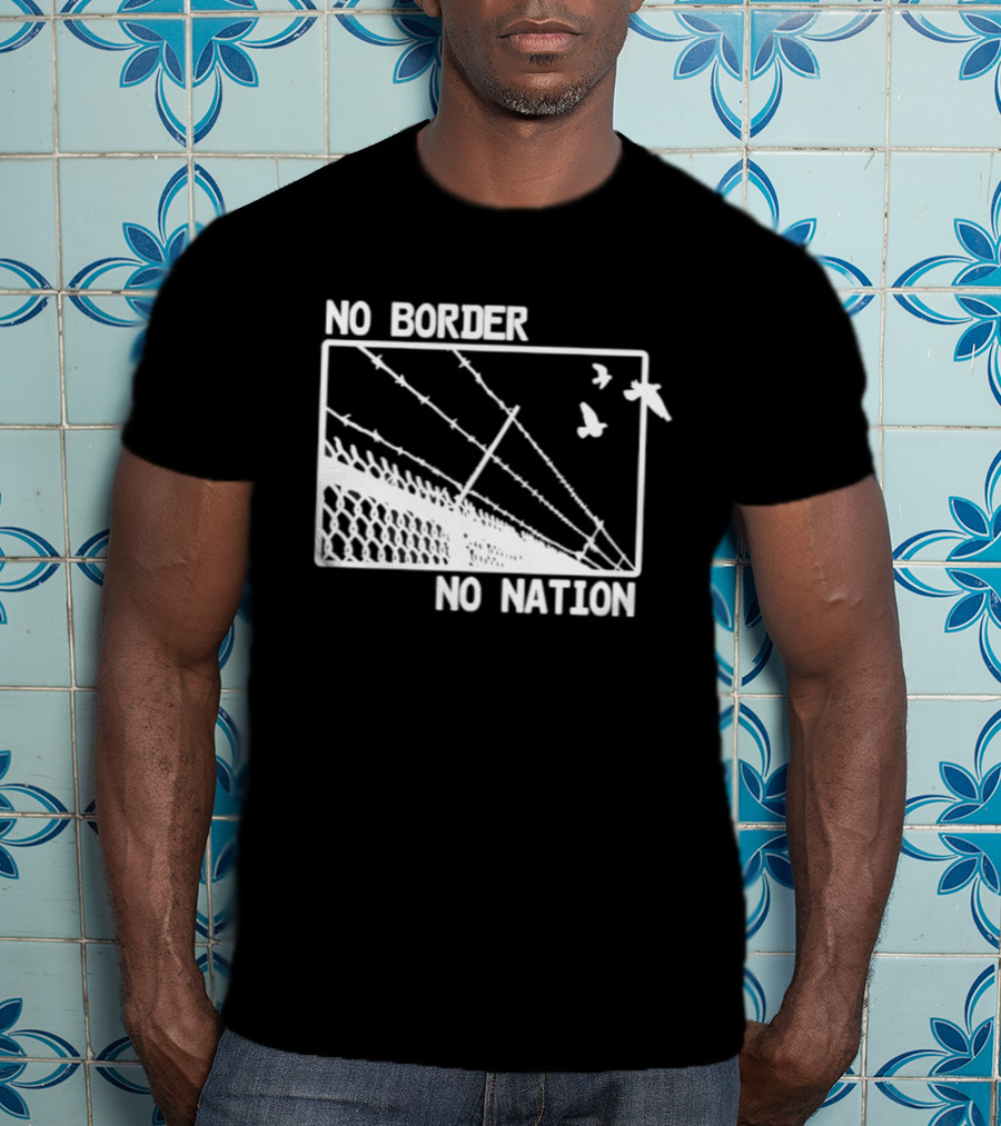 No Border No Nation Barbed Wire Birds Freedom T-Shirt