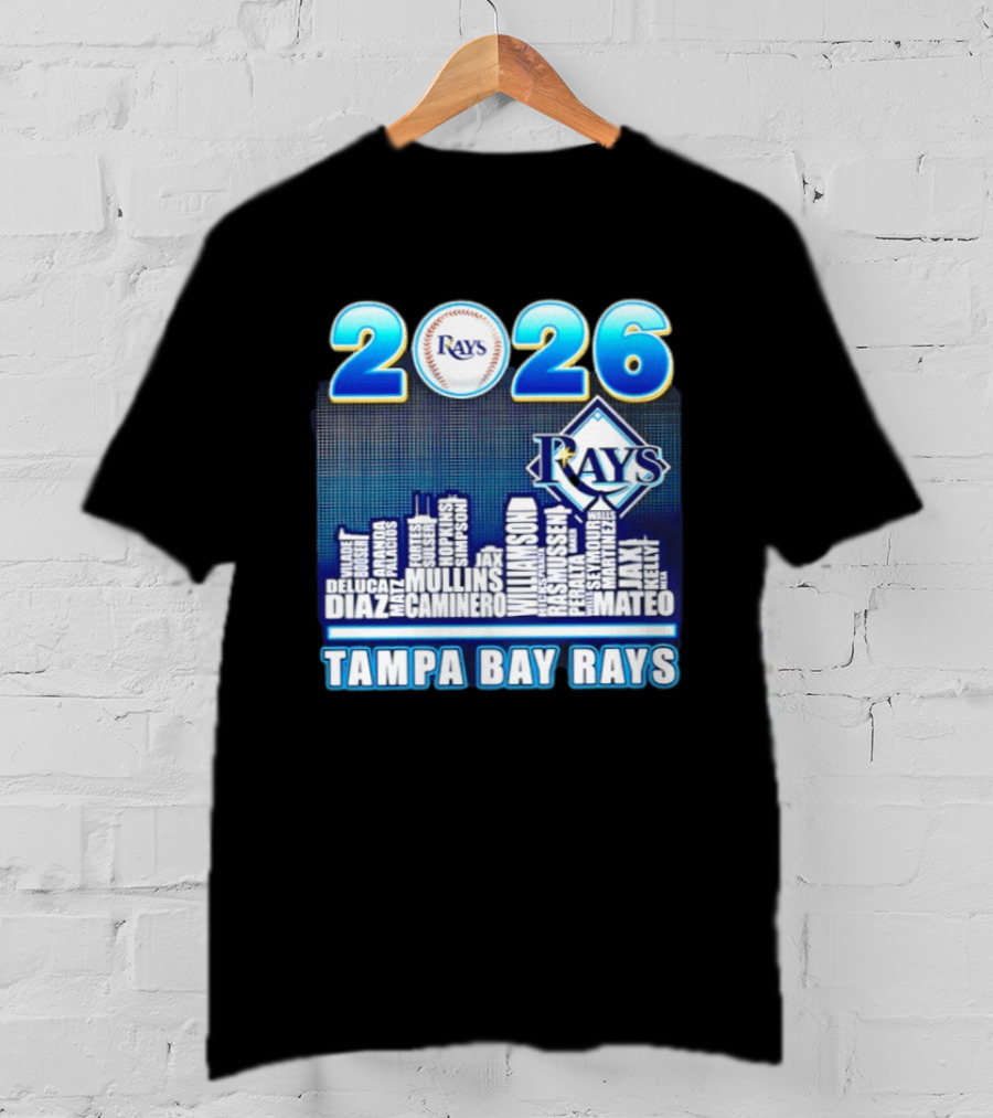 Tampa Bay Rays 2026 City Skyline Player Names Diaz Mullins Caminero Williamson Rasmussen T-Shirt