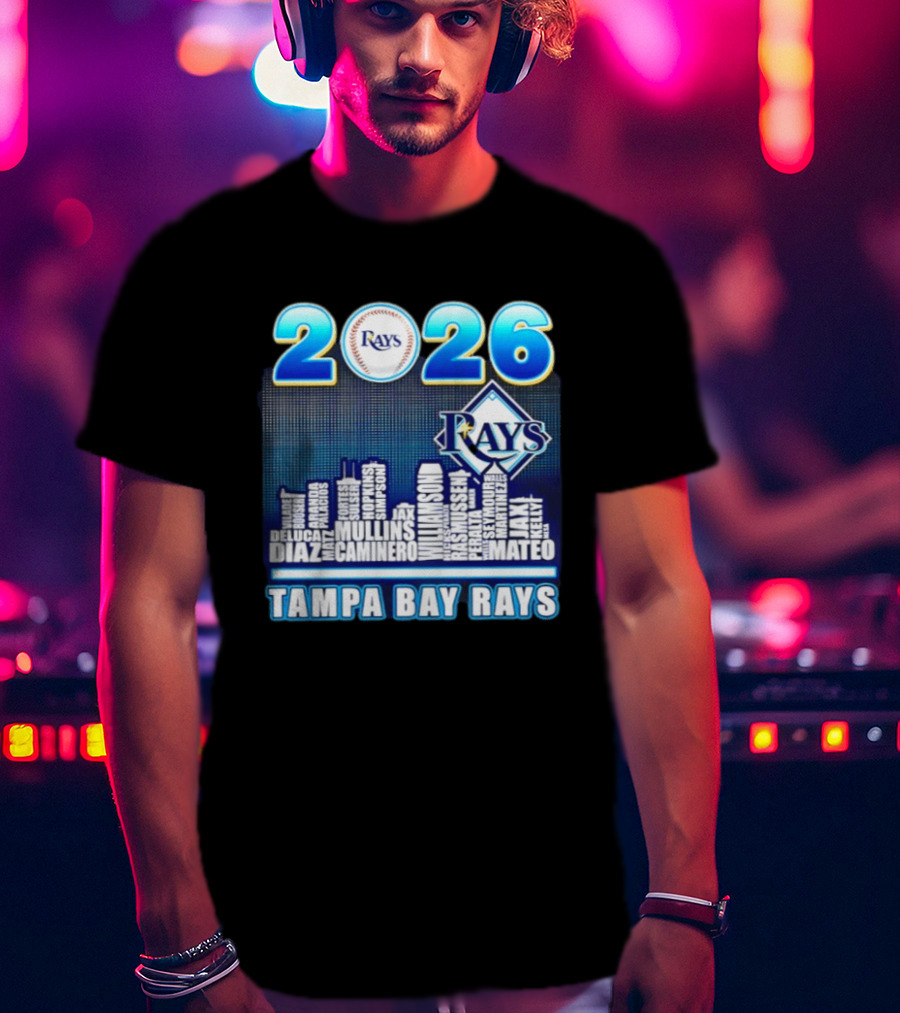Tampa Bay Rays 2026 City Skyline Player Names Diaz Mullins Caminero Williamson Rasmussen T-Shirt