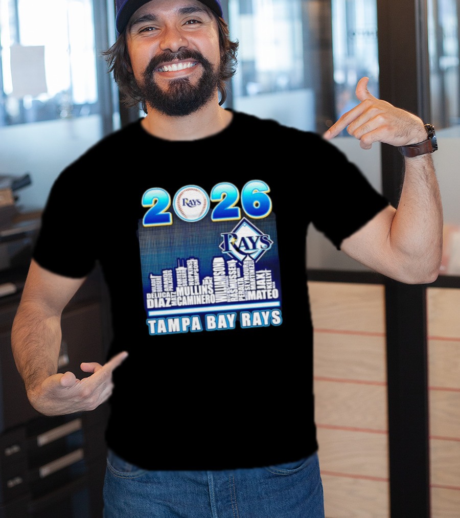 Tampa Bay Rays 2026 City Skyline Player Names Diaz Mullins Caminero Williamson Rasmussen T-Shirt