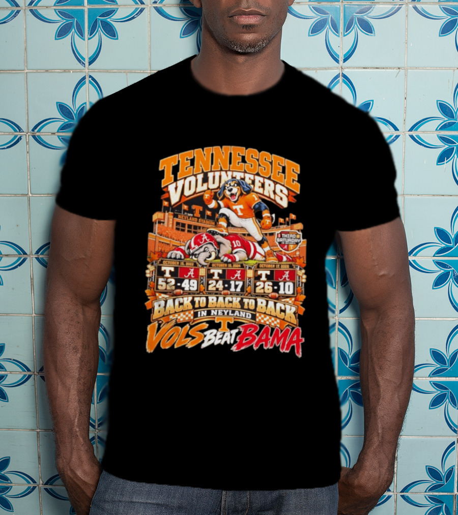 Tennessee Volunteers Back To Back To Back Wins Over Alabama Crimson Tide In Neyland Stadium Third Saturday In October Vols Beat Bama T-Shirt