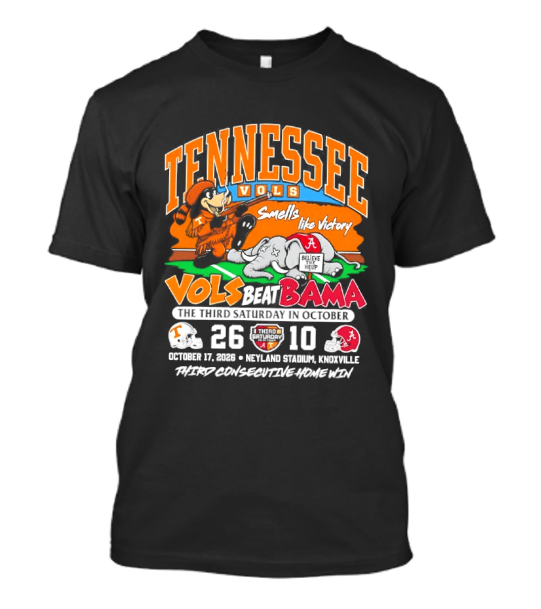 Tennessee Vols Beat Bama 26 10 Smells Like Victory October 17 Neyland Stadium T-Shirt