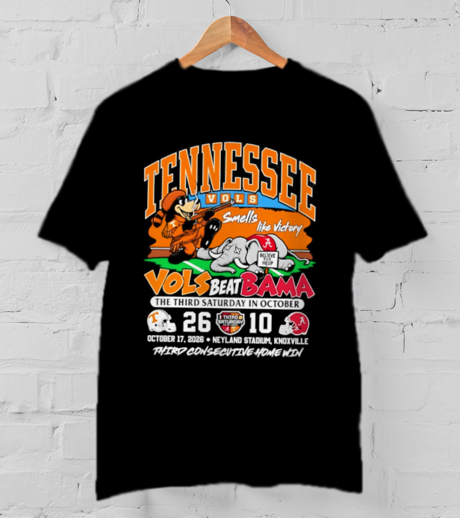 Tennessee Vols Beat Bama 26 10 Smells Like Victory October 17 Neyland Stadium T-Shirt