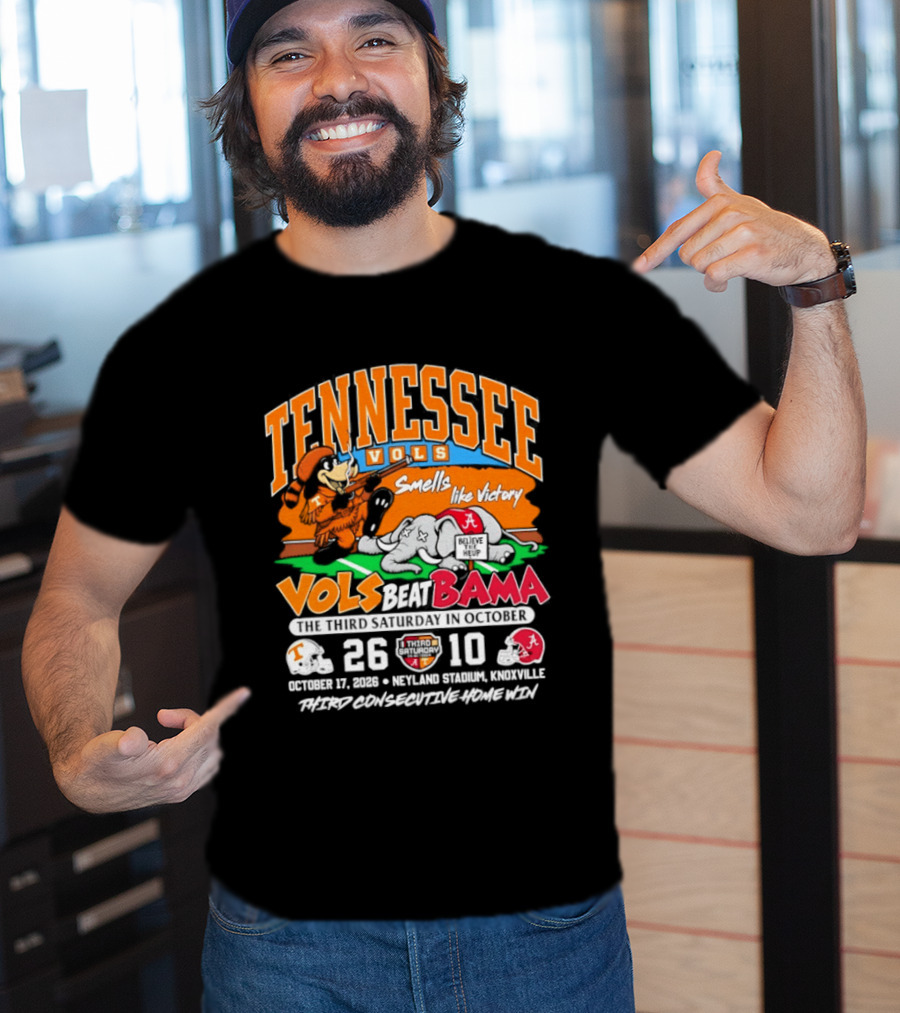 Tennessee Vols Beat Bama 26 10 Smells Like Victory October 17 Neyland Stadium T-Shirt