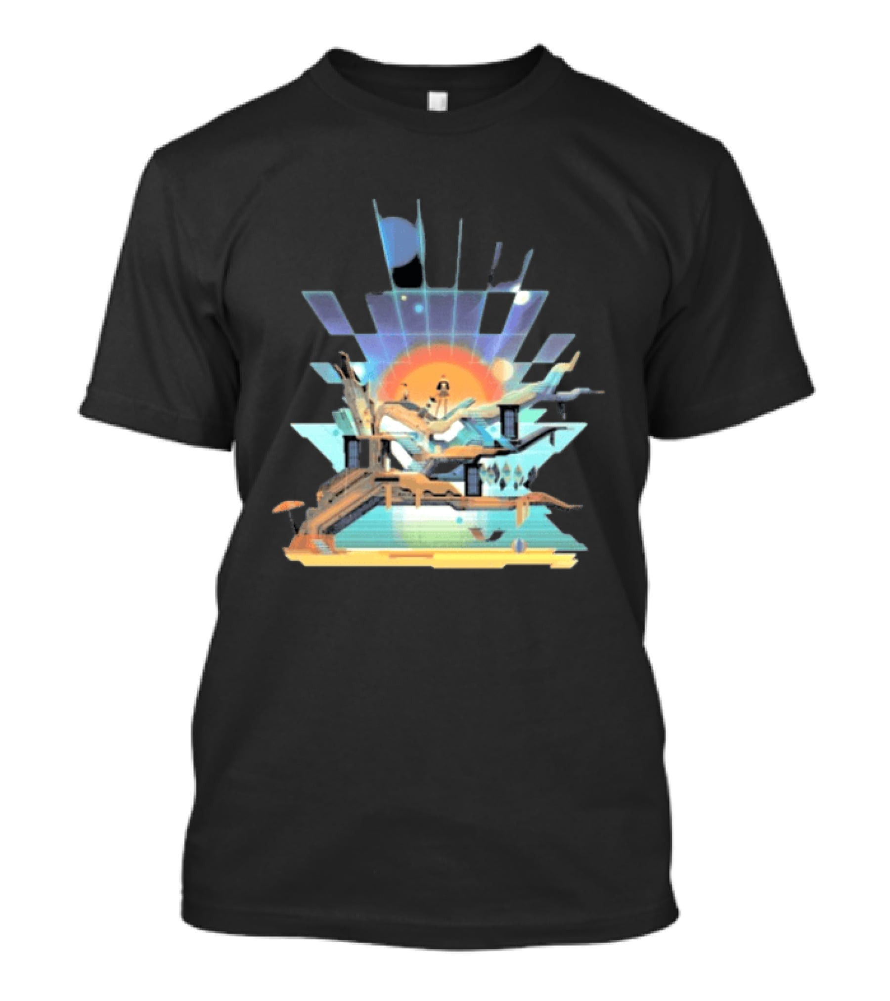 Transistor Sandbox Abstract Geometric Landscape With Digital T-Shirt