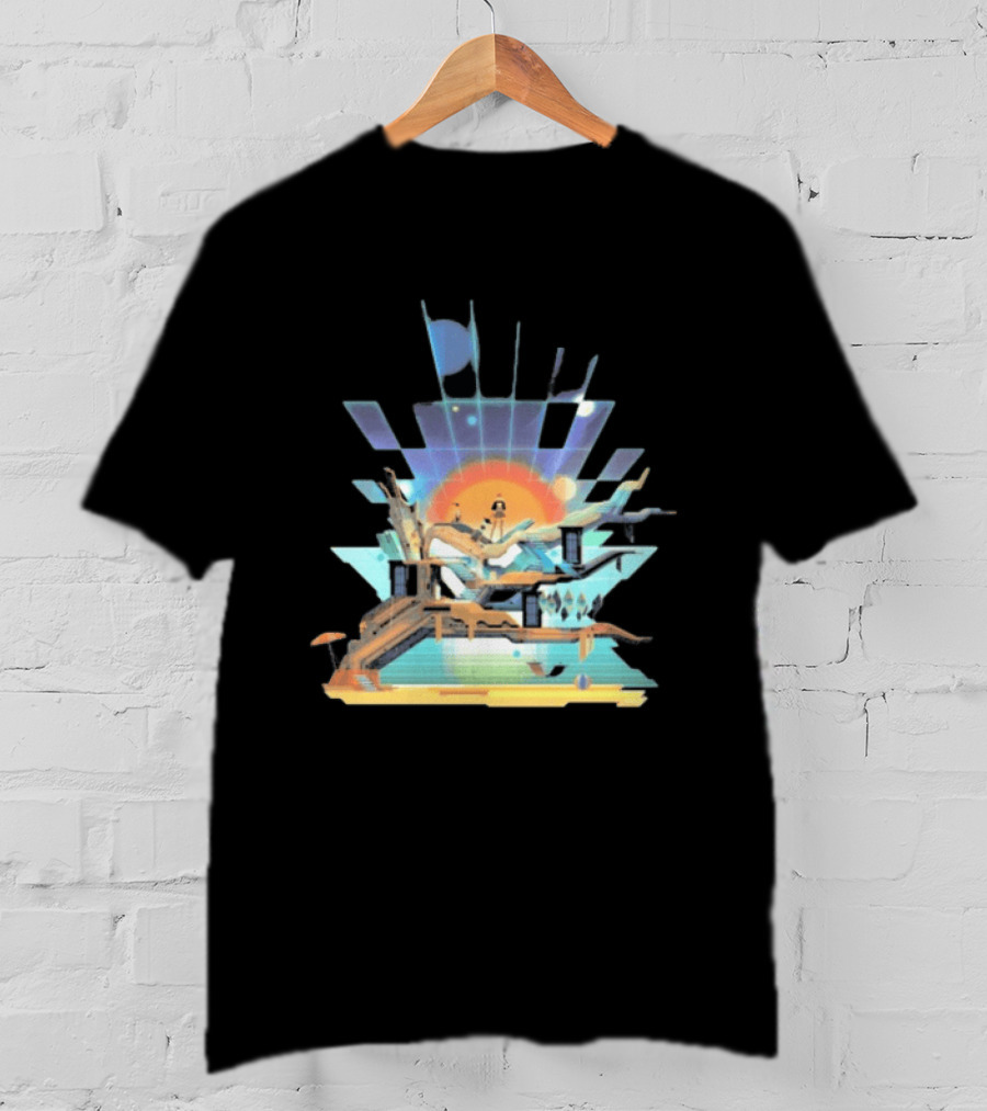 Transistor Sandbox Abstract Geometric Landscape With Digital T-Shirt
