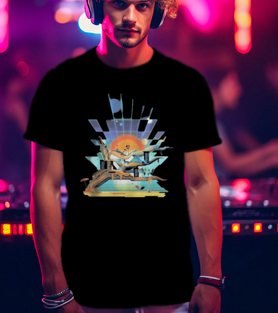 Transistor Sandbox Abstract Geometric Landscape With Digital T-Shirt