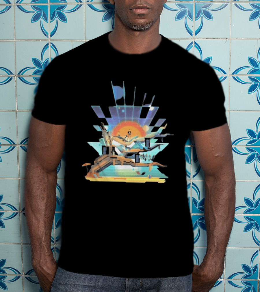 Transistor Sandbox Abstract Geometric Landscape With Digital T-Shirt