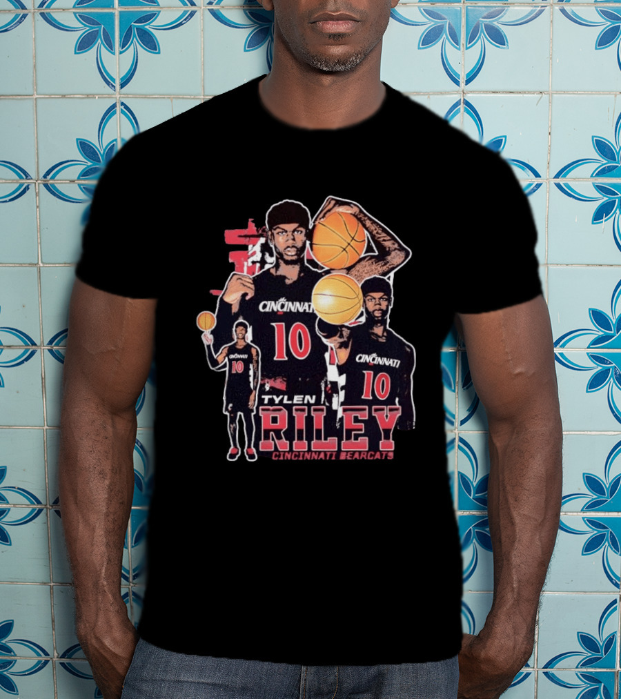 Tylen Riley No 10 Cincinnati Bearcats Basketball T-Shirt